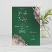 Emerald Green en Roos Gold huwelijksuitnodiging Kaart (Staand voorkant)