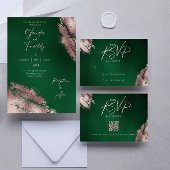 Emerald Green en Roos Gold RSVP-kaart RSVP Kaartje