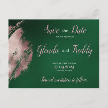 Emerald Green en Roos Gold Save the Date Kaart
