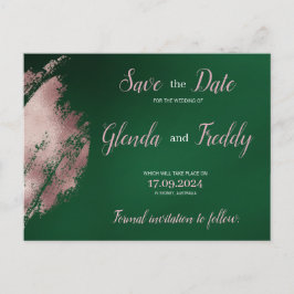 Emerald Green en Roos Gold Save the Date Kaart