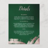 Emerald Green en Roos Gold Wedding Details Kaart (Voorkant)