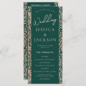 Emerald Green en Roos Gold Wedding Programme (Voorkant / Achterkant)