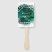 Emerald Green en Silver Geometric Glitter Wedding Handwaaier (Voorkant)