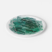 Emerald Green en Silver Geometric Wedding Papieren Bordje (Gekanteld)