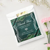 Emerald Green en Silver met Pearls Favor Bag Bedankzakje (Gezegeld)