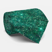 Emerald Green en Silver Sparkles Stropdas (Opgerold)