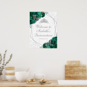 Emerald Green en Silver Tiara Quinceanera Poster (Keuken)