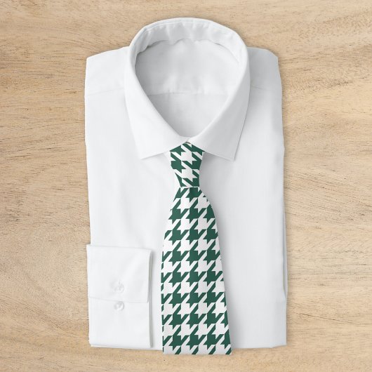 Emerald Green en White Classic Houndstooth Stropdas