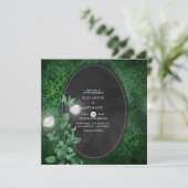 Emerald Green en White Damask Floral Wedding Kaart (Staand voorkant)