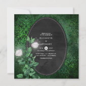 Emerald Green en White Damask Floral Wedding Kaart (Voorkant)