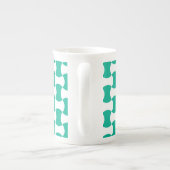 Emerald Green en White Geometric Pattern Porselein Kop (Achterkant)