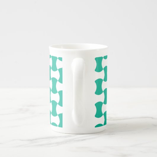 Emerald Green en White Geometric Pattern Porselein Kop (Achterkant)