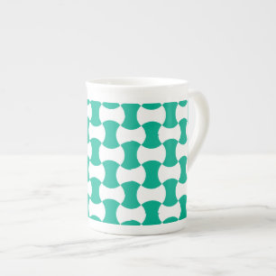 Emerald Green en White Geometric Pattern Porselein Kop