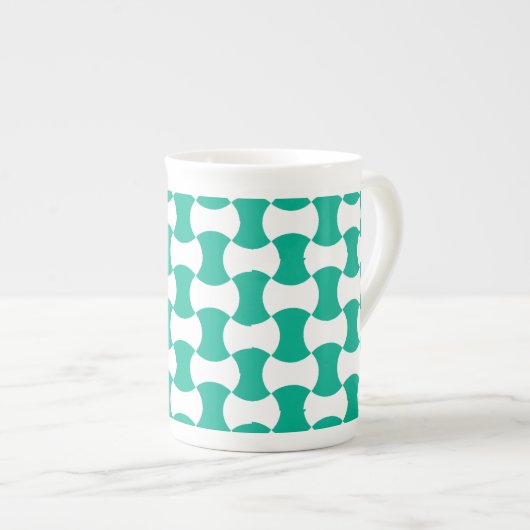 Emerald Green en White Geometric Pattern Porselein Kop (Voorkant rechts)