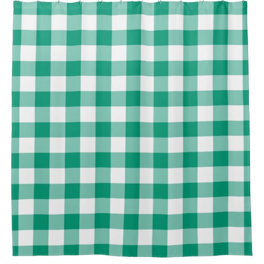 Emerald Green en White Gingham Pattern Douchegordijn (Voorkant)
