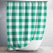 Emerald Green en White Gingham Pattern Douchegordijn