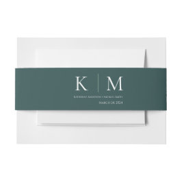 Emerald Green en White-Invitation Belly Band Uitnodigingen Wikkel