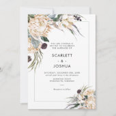 Emerald Green en White Protea Wedding Invitation Kaart (Voorkant)