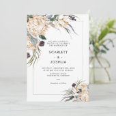 Emerald Green en White Protea Wedding Invitation Kaart (Staand voorkant)