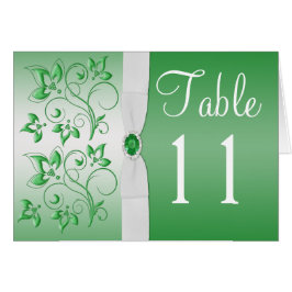 Emerald Green en White Table Number Kaart