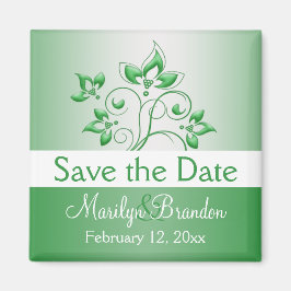 Emerald Green en White Wedding Favor Magnet