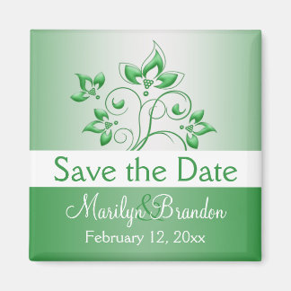 Emerald Green en White Wedding Favor Magnet