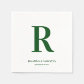 Emerald Green en White Wedding Monogram Modern Servet (Voorkant)