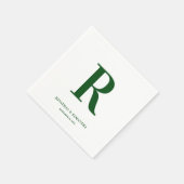 Emerald Green en White Wedding Monogram Modern Servet (Hoek)