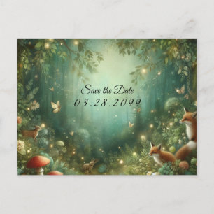 Emerald Green Enchanted Forest bruiloft Aankondigingskaart