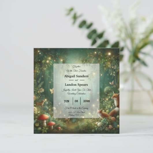 Emerald Green Enchanted Forest bruiloft Kaart (Staand voorkant)