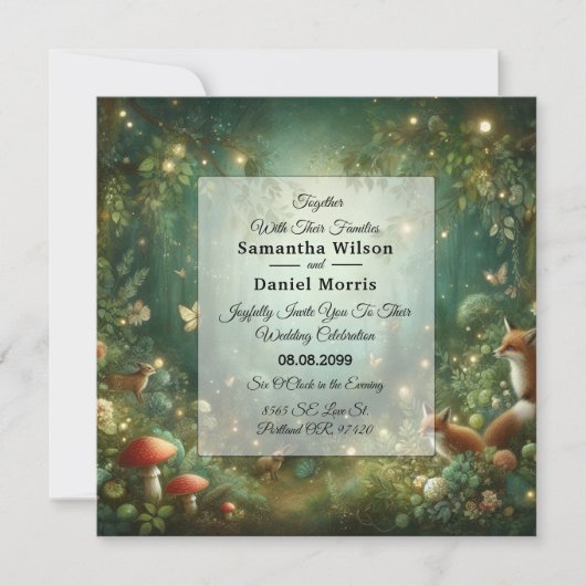 Emerald Green Enchanted Forest bruiloft Kaart (Voorkant)