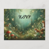 Emerald Green Enchanted Forest bruiloft Uitnodiging Briefkaart (Voorkant)