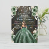 Emerald Green Enchanted Forest Princess Mis Quince Kaart (Staand voorkant)