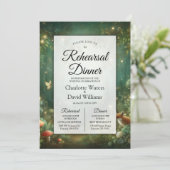 Emerald Green Enchanted Forest Rehearsal Dinner Kaart (Staand voorkant)