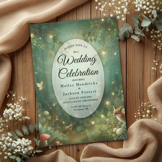 Emerald Green Enchanted Forest Wedding Kaart