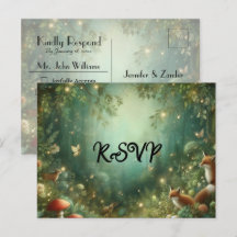 Emerald Green Enchanted Forest Wedding RSVP