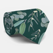 Emerald Green Eucalyptus Greenery Pattern Stropdas (Opgerold)