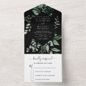 Emerald Green Eucalyptus Greenery Wedding All In One Uitnodiging (Binnen)
