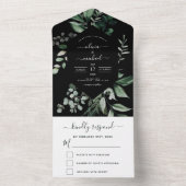 Emerald Green Eucalyptus Greenery Wedding All In One Uitnodiging (Binnen)