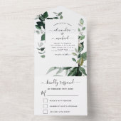 Emerald Green Eucalyptus Greenery Wedding RSVP All In One Uitnodiging (Binnen)