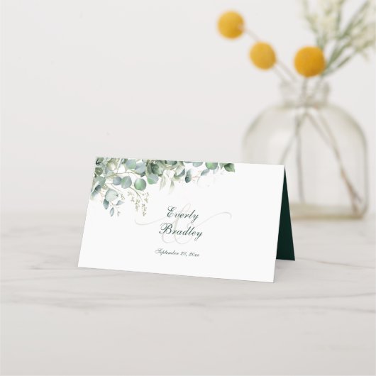 Emerald Green Eucalyptus Sage Green Waterverf Plaatskaartje (Achterkant)