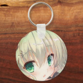 Emerald green eye yellow green hair animate girl sleutelhanger (Voorkant)
