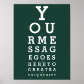 Emerald Green Eyesight Chart Aangepast Bericht Poster (Voorkant)