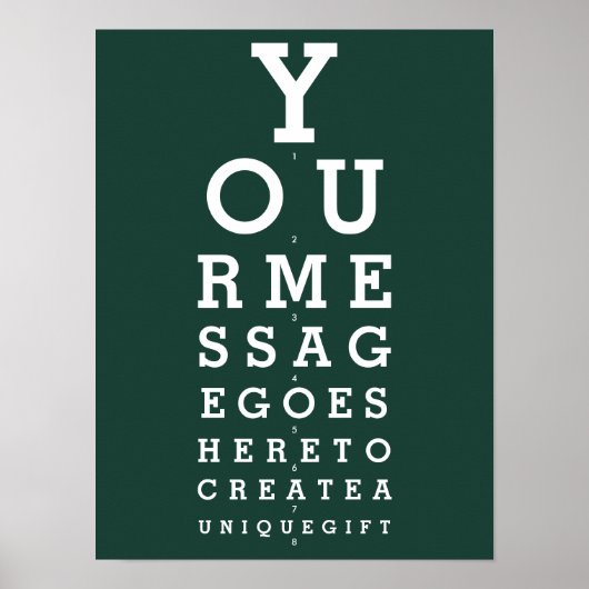 Emerald Green Eyesight Chart Aangepast Bericht Poster (Voorkant)