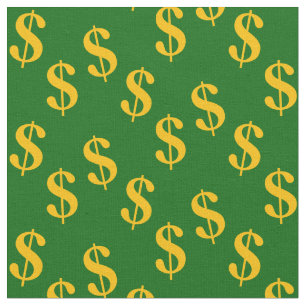 Emerald Green Fabric met Gold Dollar-tekens afdruk Stof