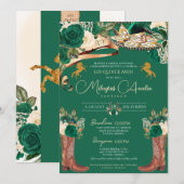 Emerald Green Fancy Mariachi Charro Quinceanera Kaart (Voorkant / Achterkant)