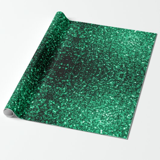 Emerald Green faux glitter Cadeaupapier (Uitgerold)