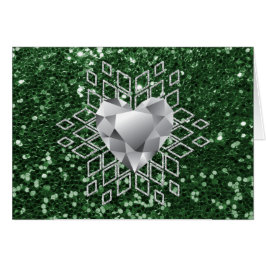 Emerald Green Faux Glitter Diamond Heart Snowflake