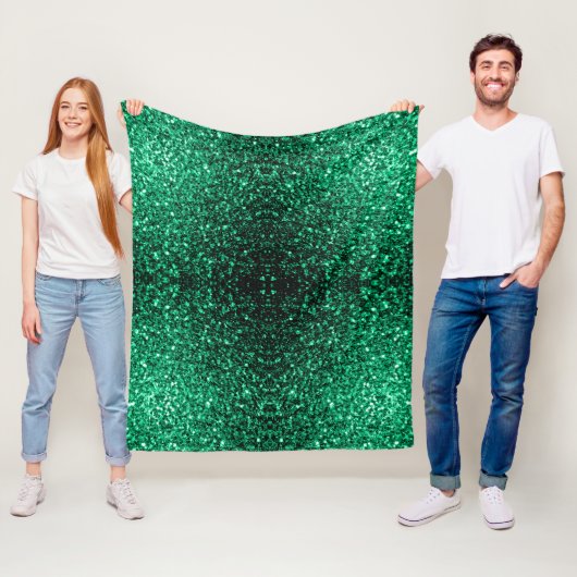 Emerald Green faux glitter Fleece Deken (In situ)