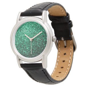 Emerald Green faux glitter Horloge